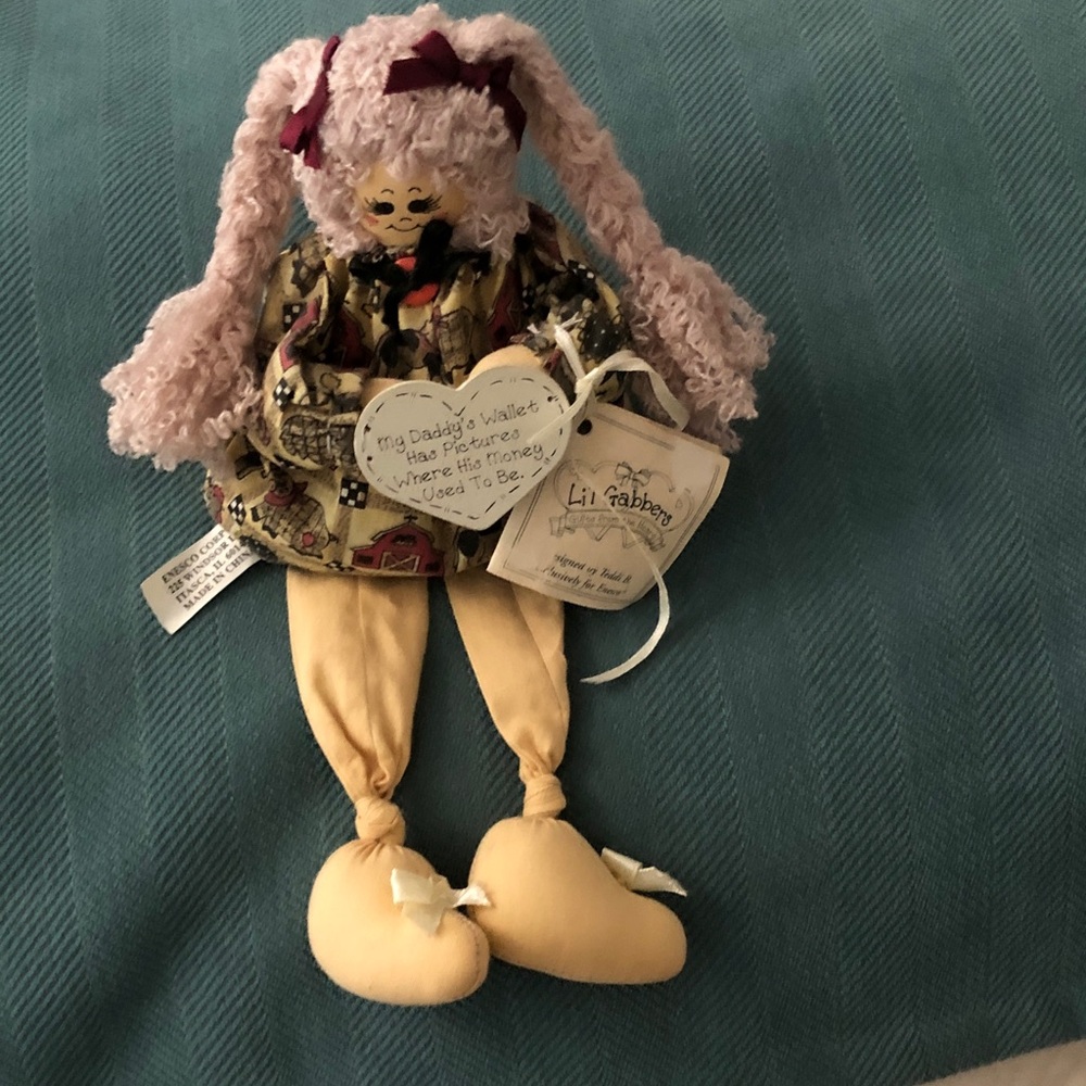 Lil’ Rag Doll Plush Home Accent in Pink and Cream